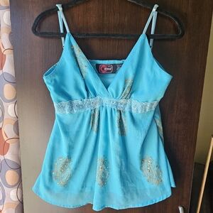 Y2K Cherry Krave Tank Top with Gold Accents